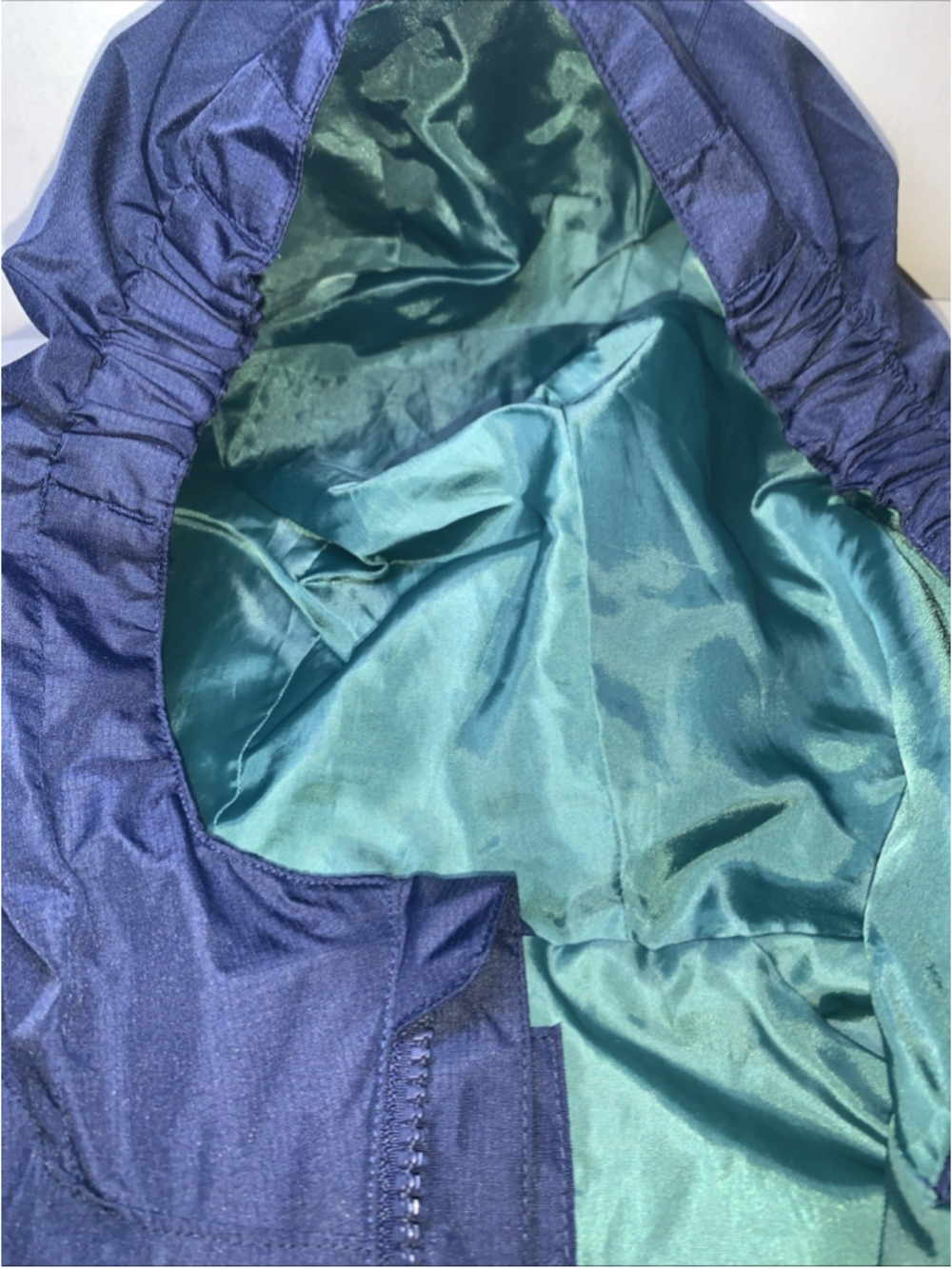 Eddie Bauer Kids Hooded Windbreaker Jacket Navy Blue, Green Inside Size L 14/16 - Picture 5 of 16